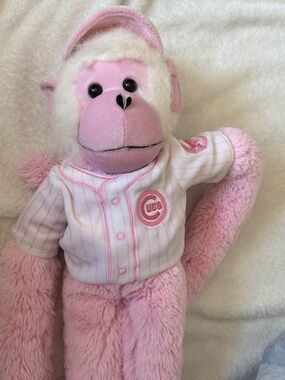 Pink Plush Monkey Stuffed Animal with White Jersey